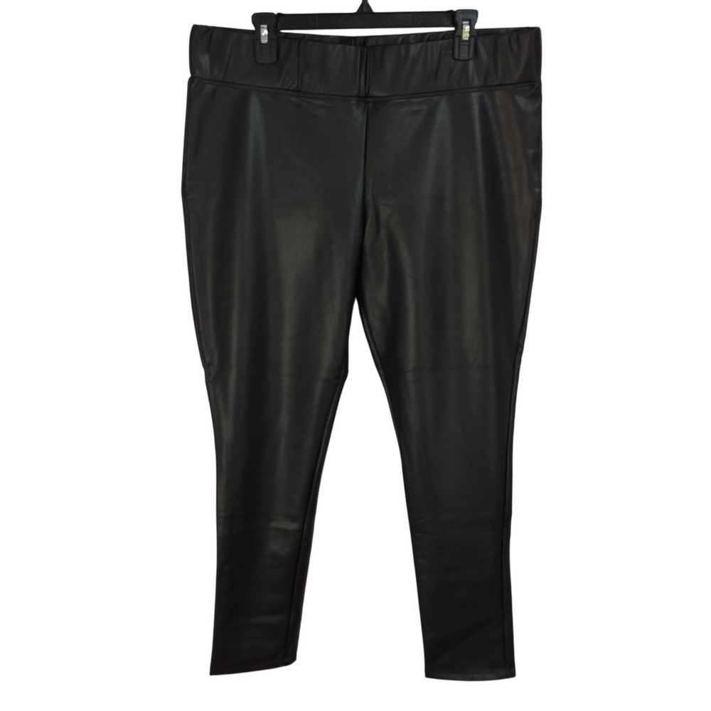 Mixit Faux Leather Leggings Women XL Black Stretch High Rise Skinny Fleece Lined